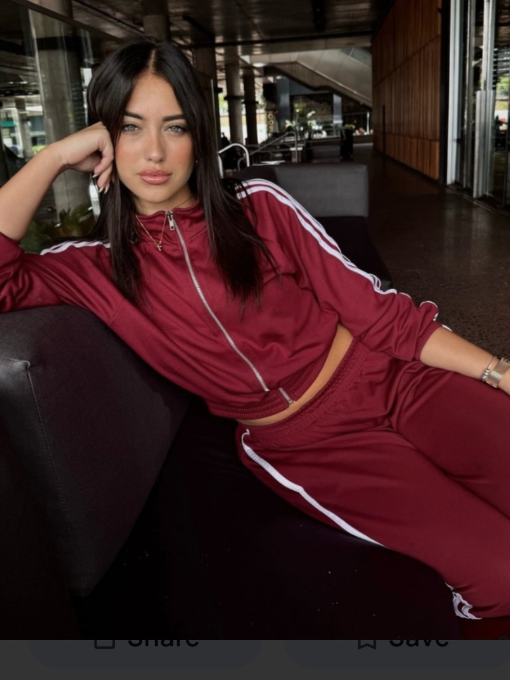 Women’s Burgundy Track Suit with White Stripe Details NWT Size Large